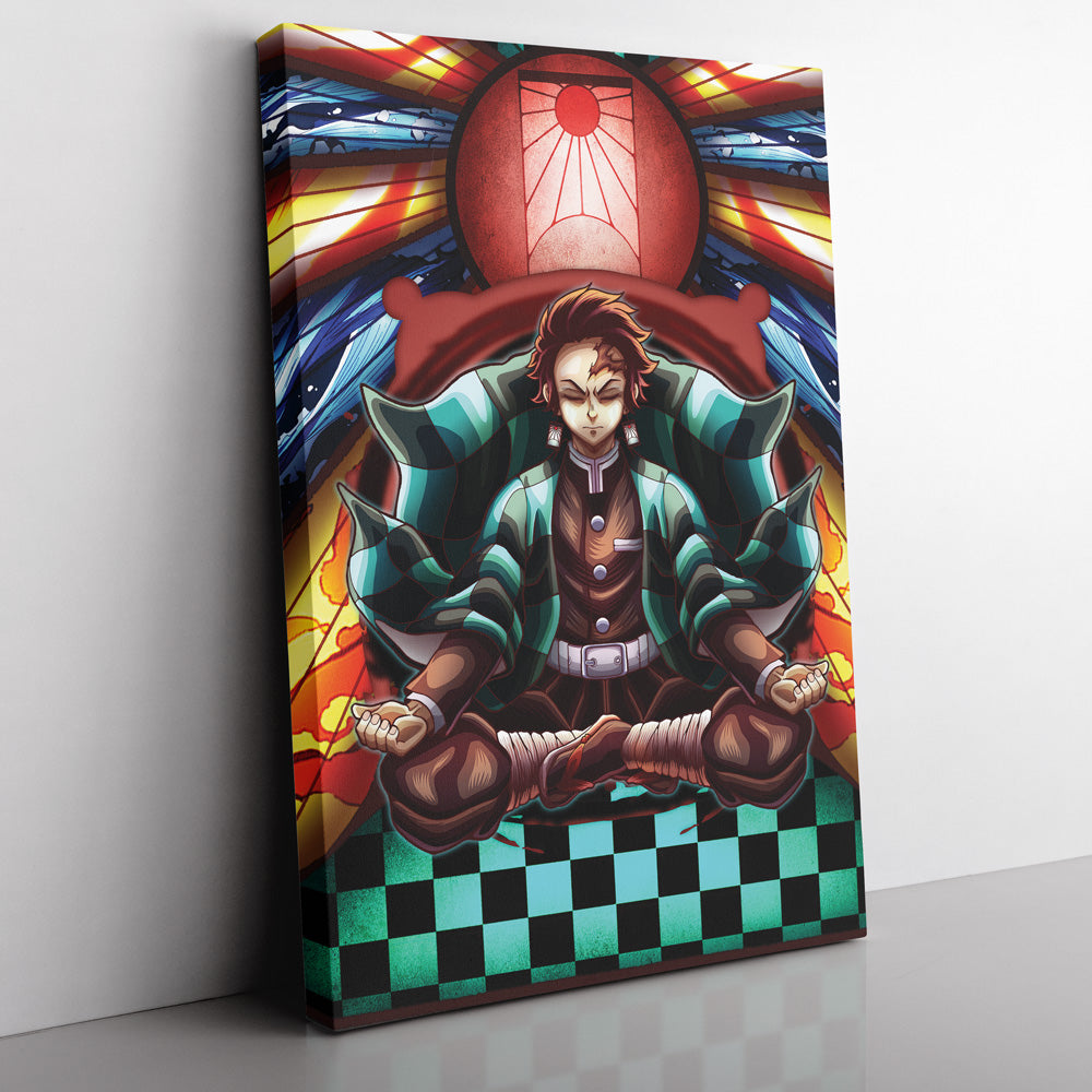 Morukai "Trippy Kamado Tanjiro Demon Slayer Vertical Canvas Print Wall Art