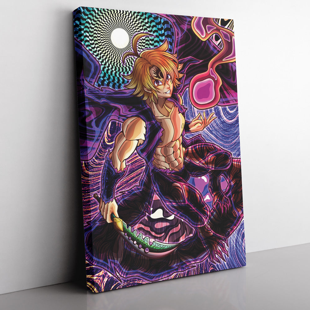 Morukai "Trippy Meliodas Assault Mode Seven Deadly Sins Canvas Print Wall Art