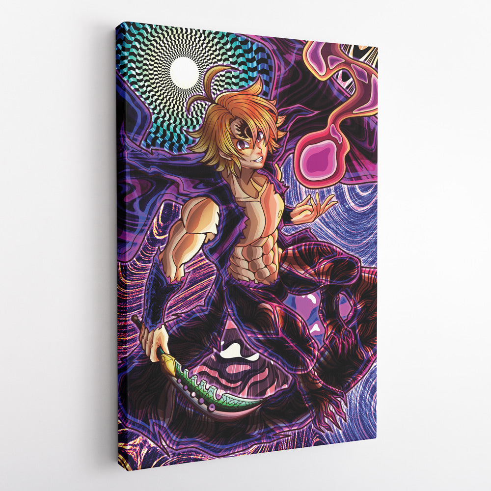 Morukai "Trippy Meliodas Assault Mode Seven Deadly Sins Canvas Print Wall Art