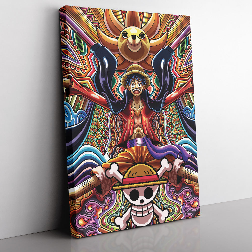 Morukai "Trippy Monkey D. Luffy One Piece Vertical Canvas Print Wall Art
