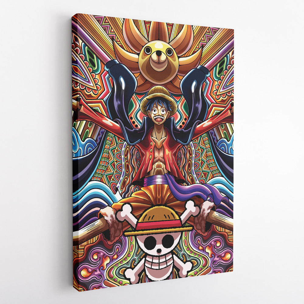 Morukai "Trippy Monkey D. Luffy One Piece Vertical Canvas Print Wall Art