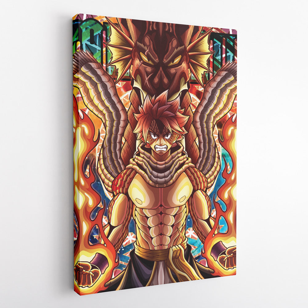 Morukai "Trippy Natsu Dragneel x Igneel Fairy Tail Canvas Print Wall Art