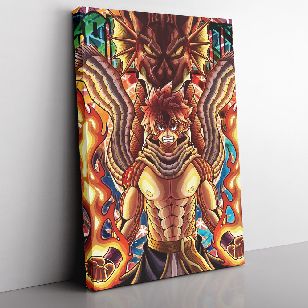 Morukai "Trippy Natsu Dragneel x Igneel Fairy Tail Canvas Print Wall Art