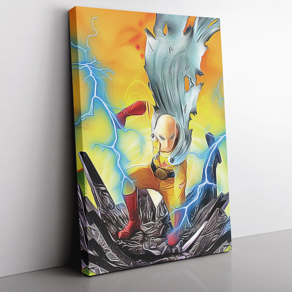 Morukai "Trippy Power Saitama One Punch Man Canvas Print Wall Art
