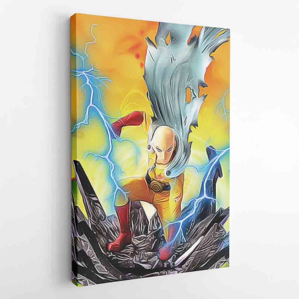 Morukai "Trippy Power Saitama One Punch Man Canvas Print Wall Art