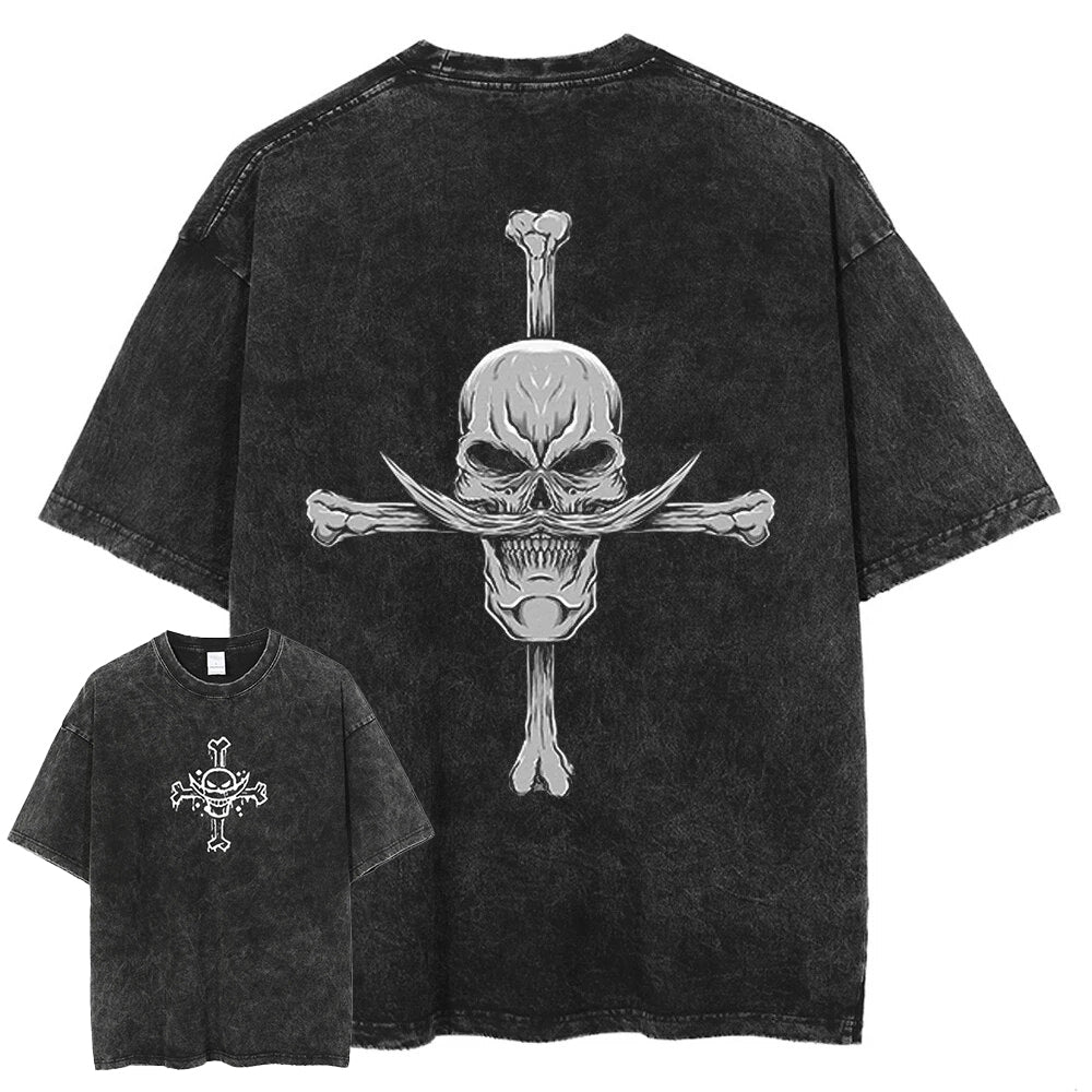 Morukai "Whitebeard Pirates" One Piece Vintage Washed Oversized T-Shirt