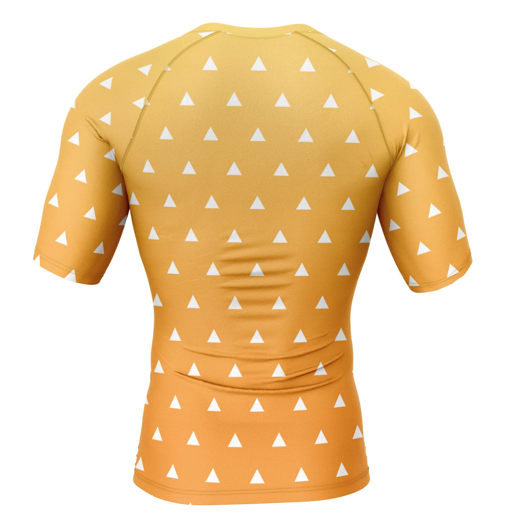 Morukai "Zenitsu Agatsuma" Demon Slayer: Kimetsu no Yaiba Short Sleeve Rash Guard Compression Shirt